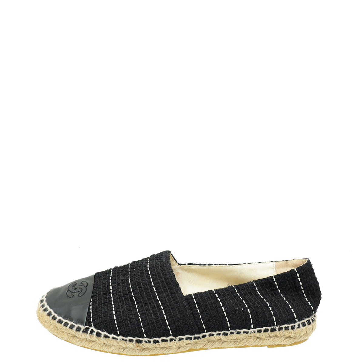 Chanel Black CC Cap Toe Tweed Espadrille 41