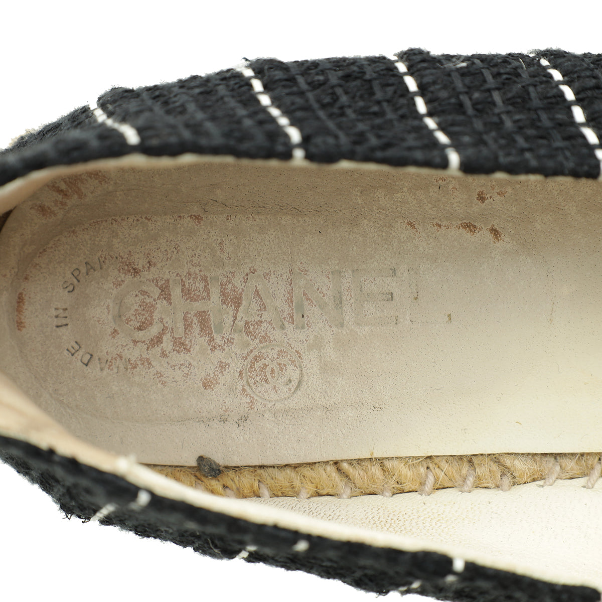 Chanel Black CC Cap Toe Tweed Espadrille 41