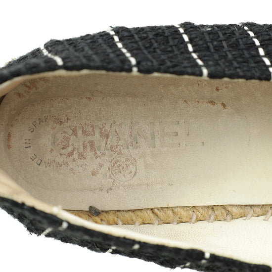 Chanel Black CC Cap Toe Tweed Espadrille 41