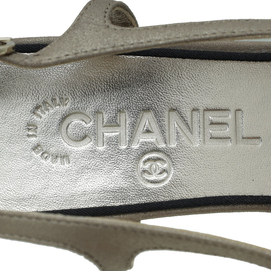 Chanel Bicolor CC Cap Toe Slingback Pump 41
