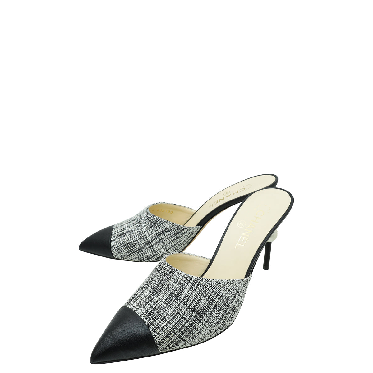 Chanel Black CC Cap Toe Tweed Pearl Mules 42-Chanel-THE CLOSET