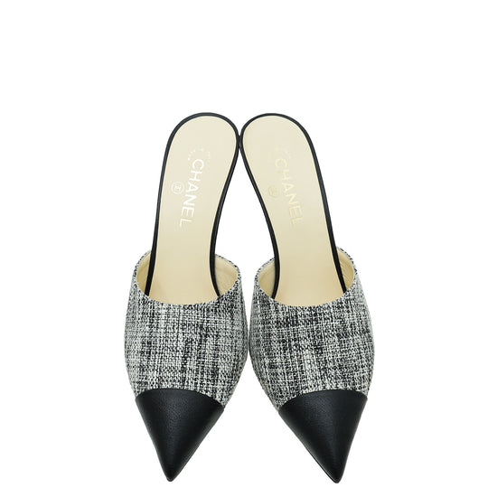 Chanel Black Leather Pearl Embellished Mules Size 41 at 1stDibs