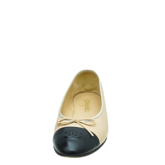Chanel Bicolor CC Cap Toe Bow Flat Ballerina 39 – The Closet