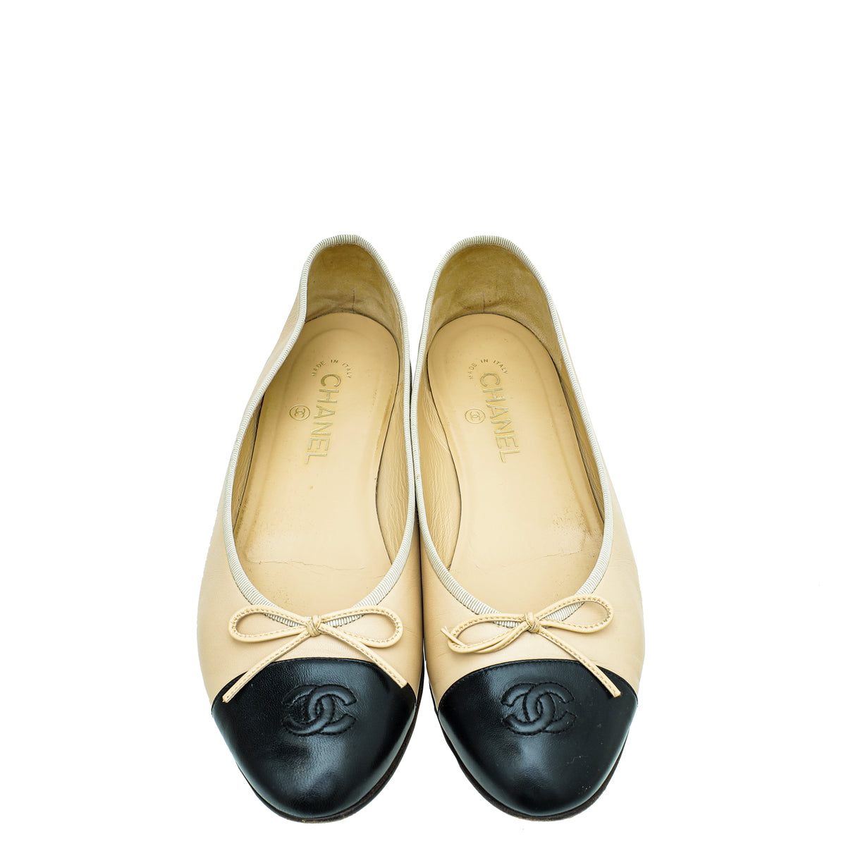 Chanel Bicolor CC Cap Toe Ballet Flats 42