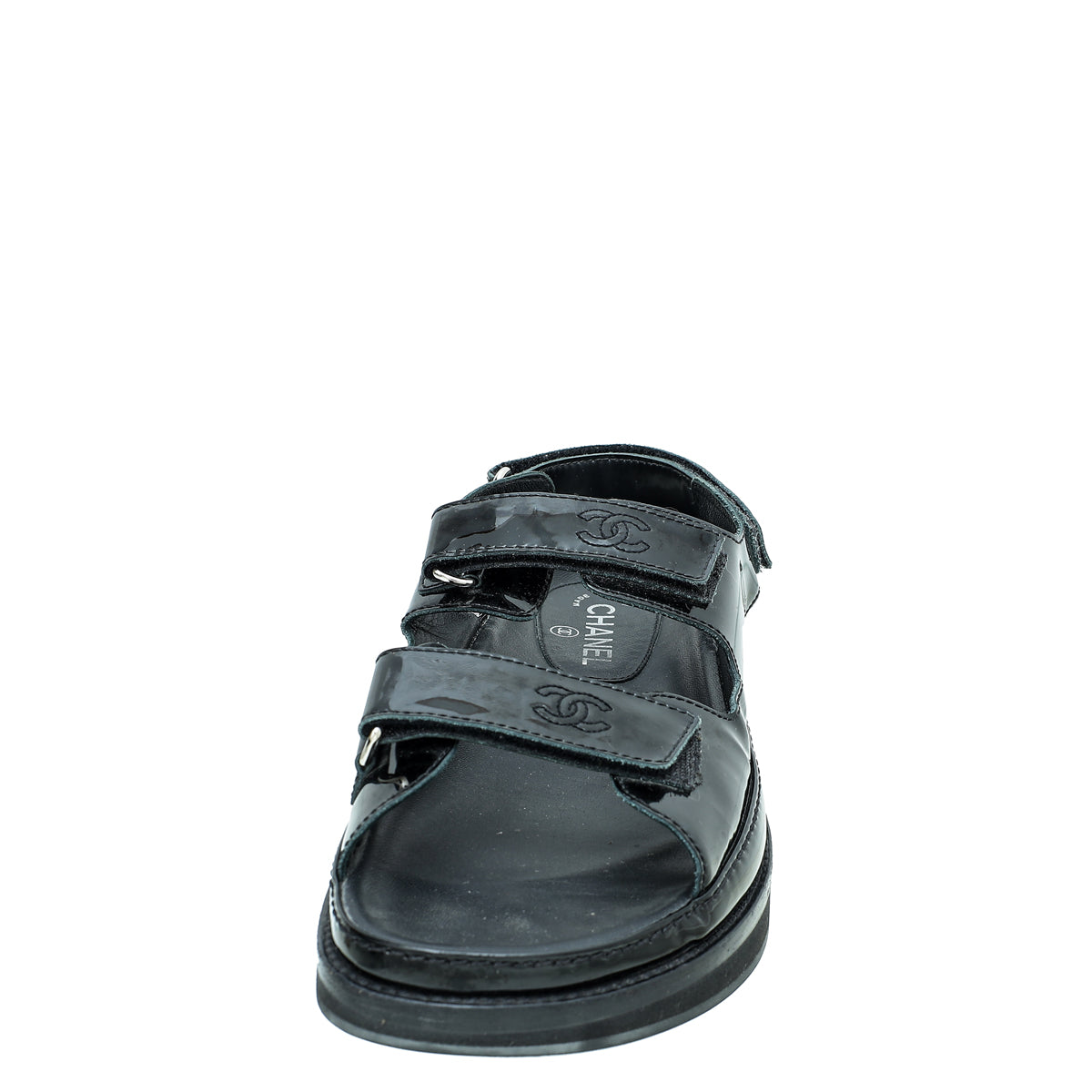 Chanel Black CC Logo Dad Sandals 42