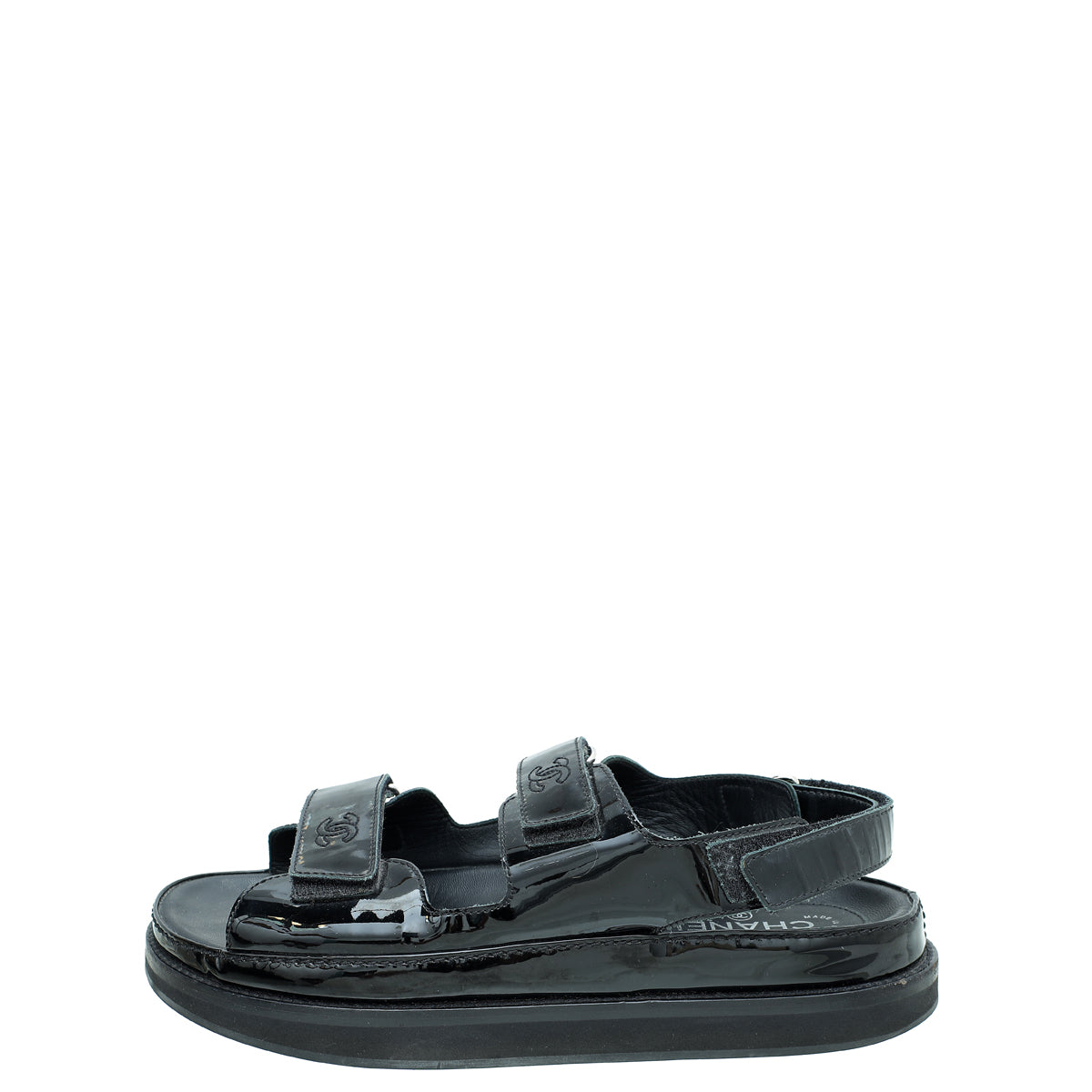 Chanel Black CC Logo Dad Sandals 42