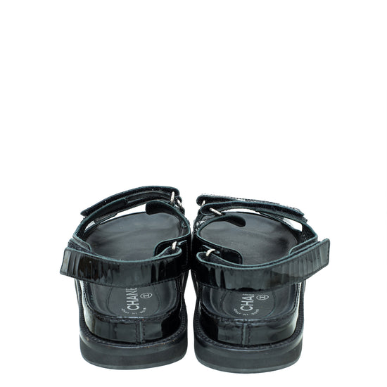 Chanel Black CC Logo Dad Sandals 42