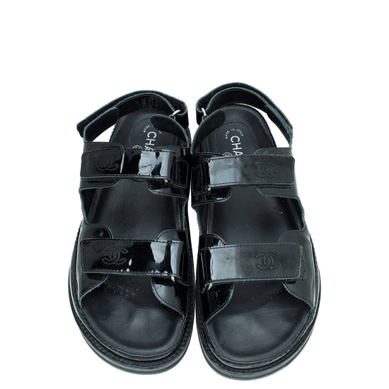 Chanel Black CC Logo Dad Sandals 42