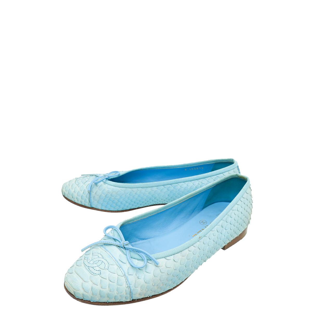 Chanel Light Blue Python Ballerina Flats 38.5 – THE CLOSET
