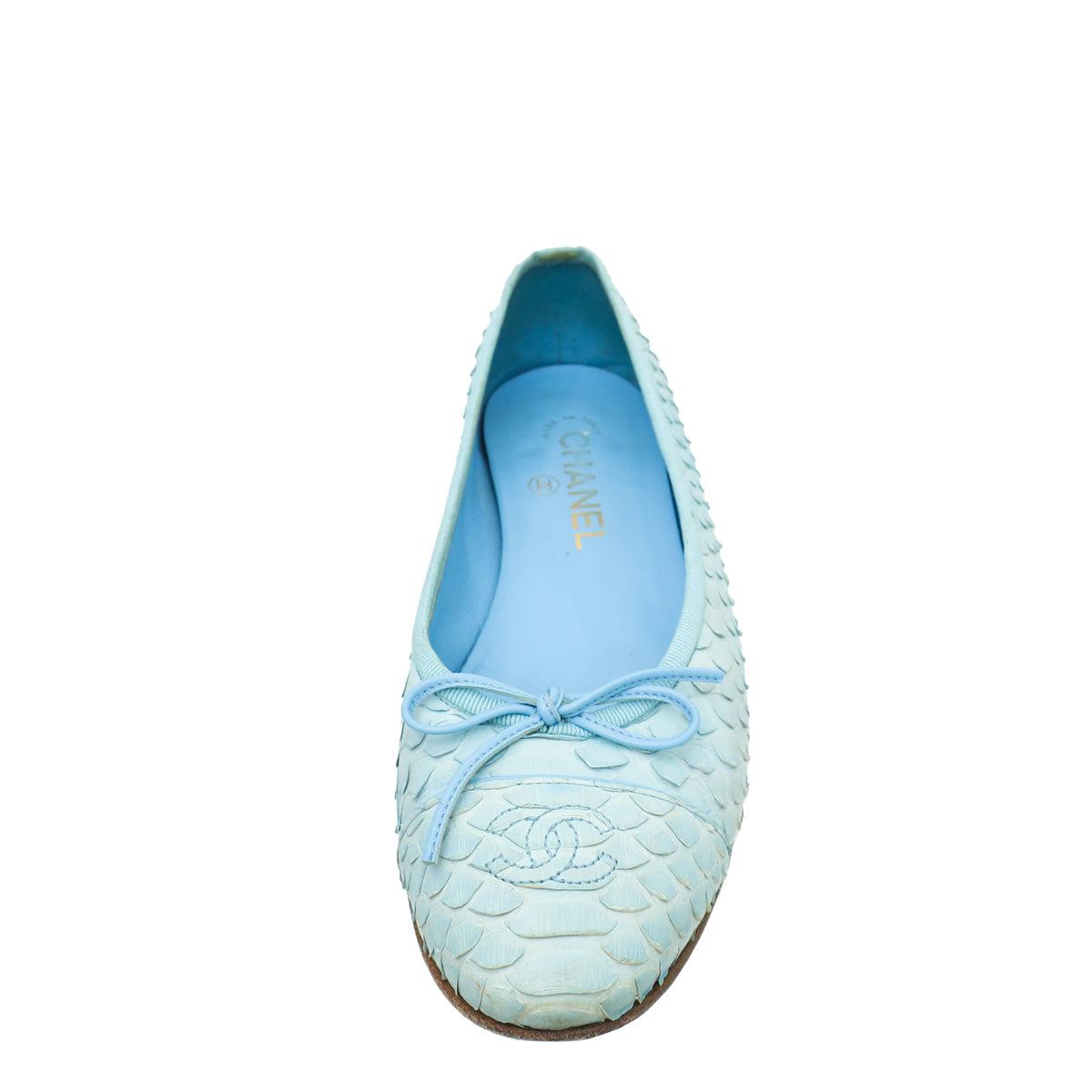 Chanel Light Blue Python Ballerina Flats 38.5-Chanel-THE CLOSET