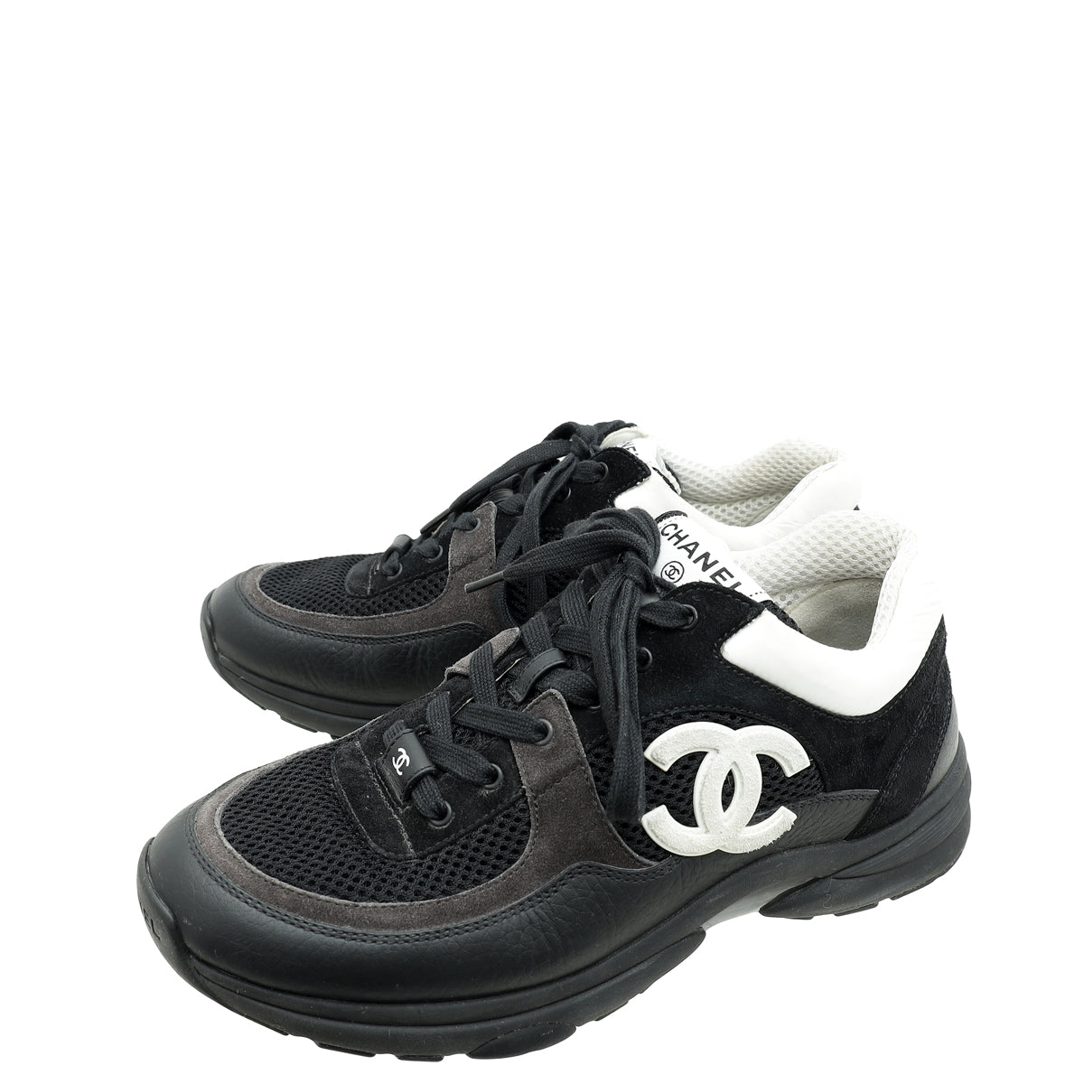 Chanel Bicolor CC Lace Up Sneakers 39-Chanel-THE CLOSET