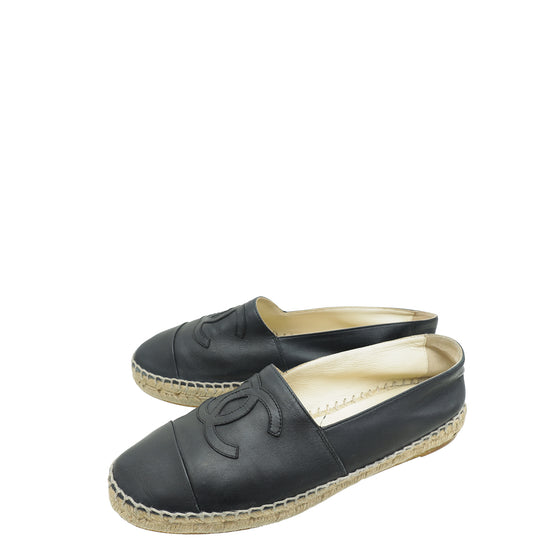 Chanel Black CC Cap Toe Espadrille 40