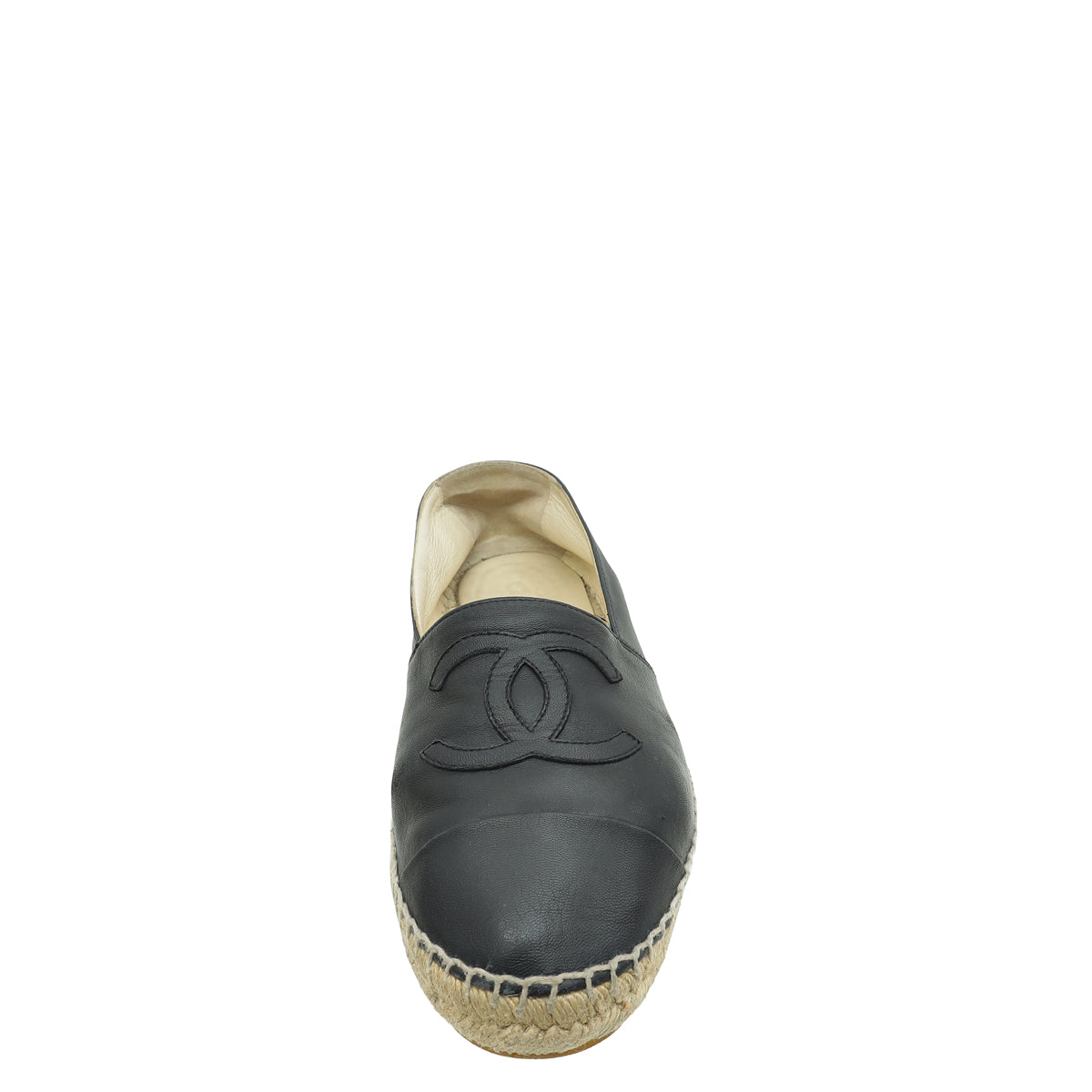 Chanel Black CC Cap Toe Espadrille 40