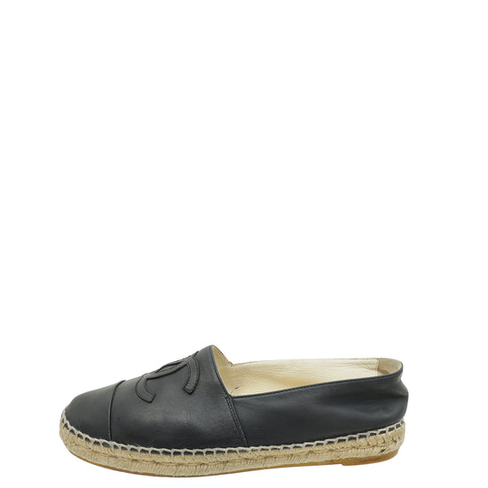 Chanel Black CC Cap Toe Espadrille 40