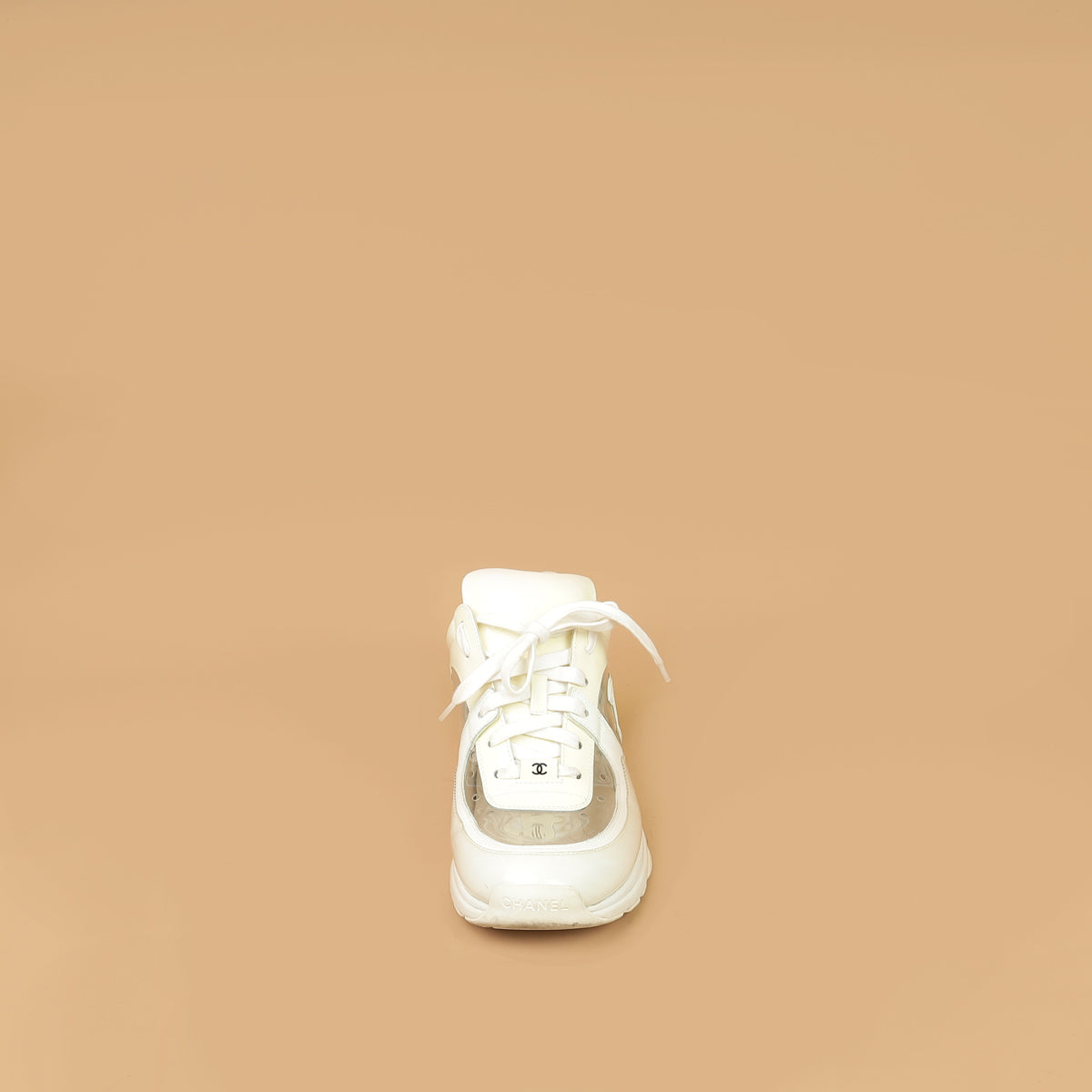 Chanel White PVC Lace Up Sneakers 41-Chanel-THE CLOSET