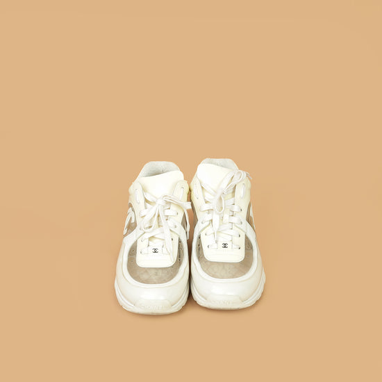 Chanel White PVC Lace Up Sneakers 41-Chanel-THE CLOSET