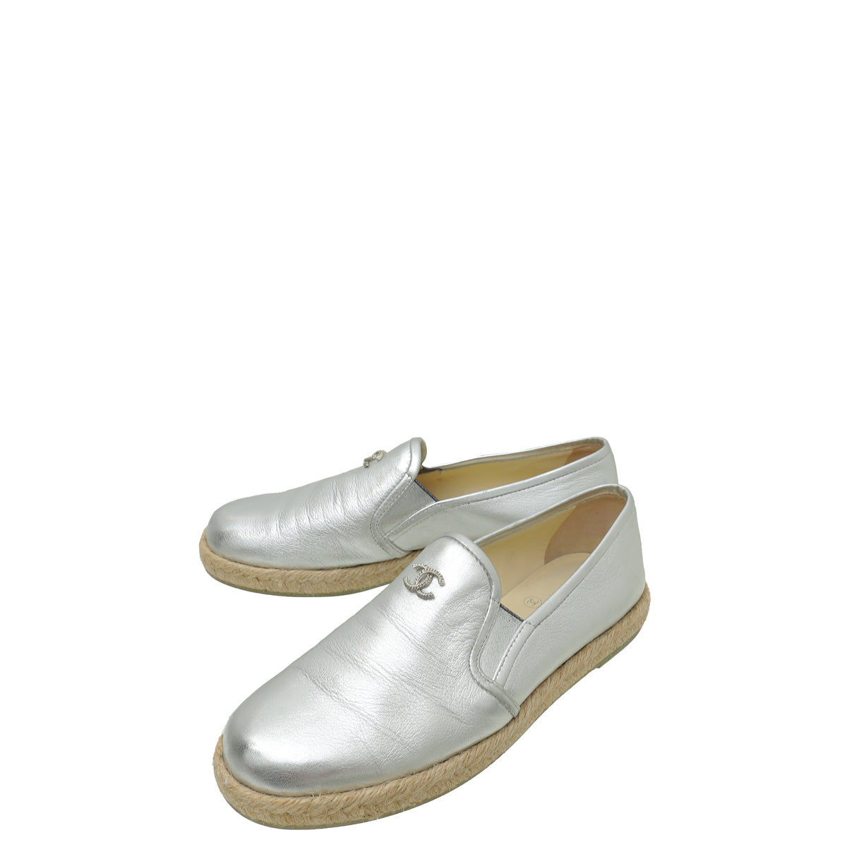 Chanel Silver CC Flat Espadrille 35.5-Chanel-THE CLOSET