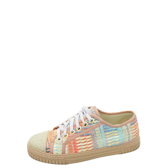 Chanel Multicolor Tweed Low Top Sneakers 36