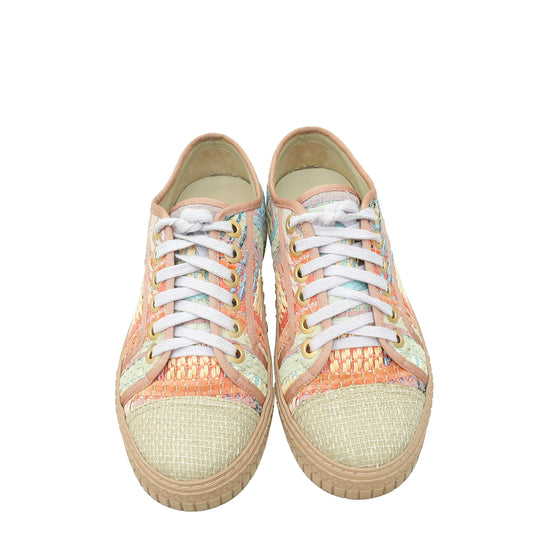 Chanel Multicolor Tweed Low Top Sneakers 36