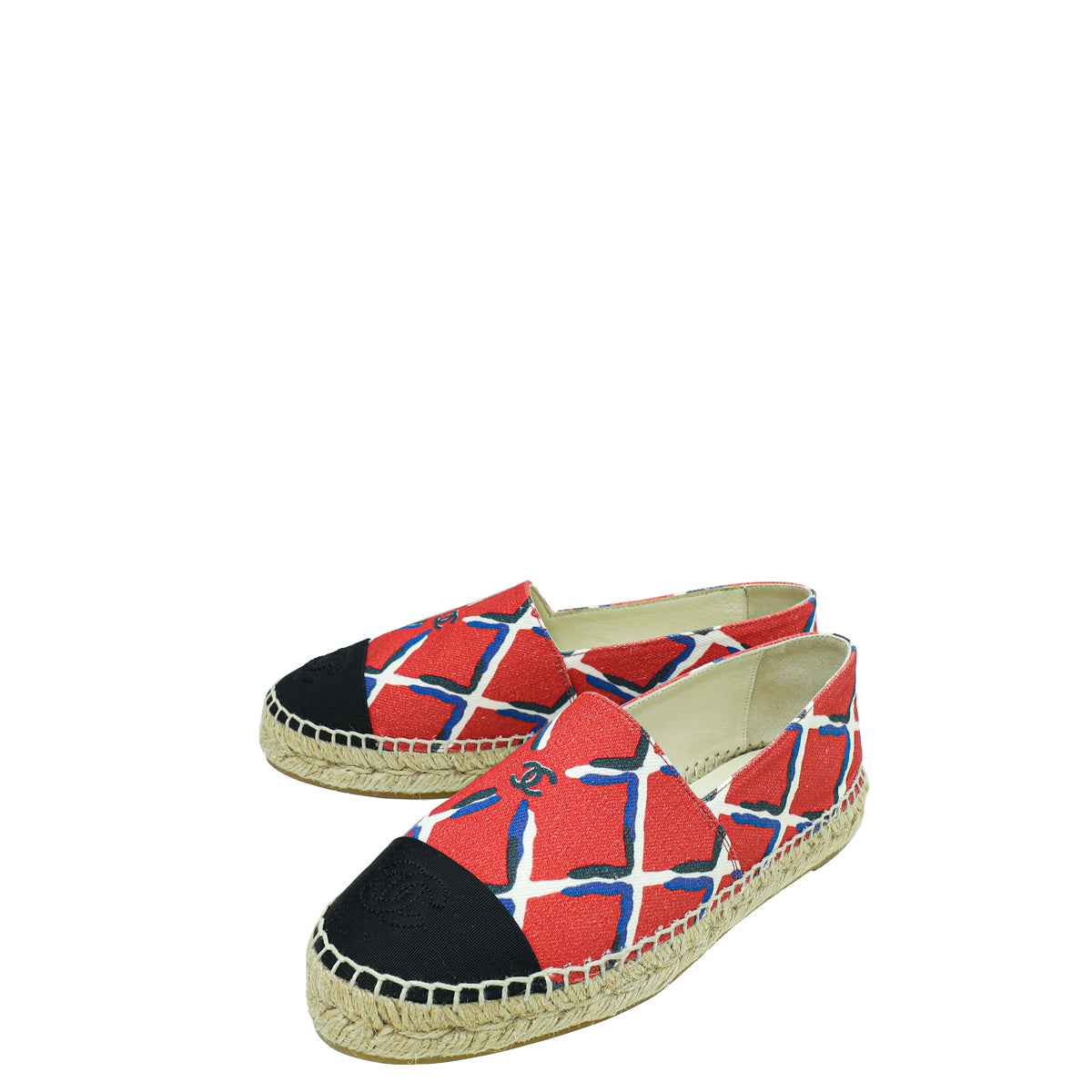 Chanel Multicolor CC Diamond Quilted Print Espadrille Flats 35-Chanel-THE CLOSET