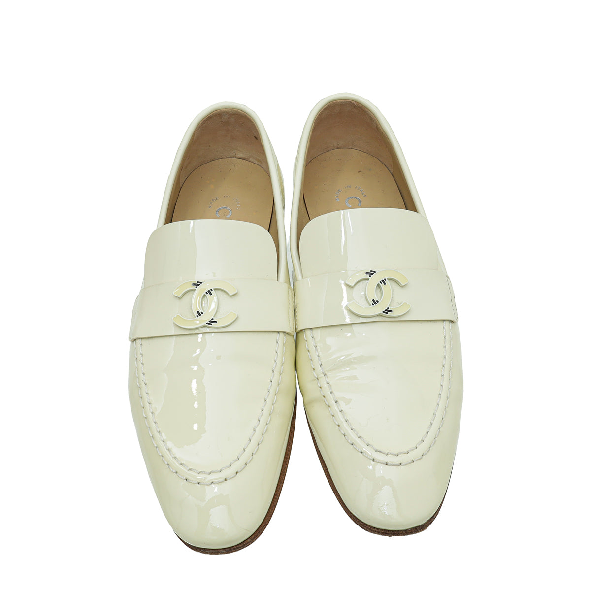 Chanel Cream CC Loafers 35