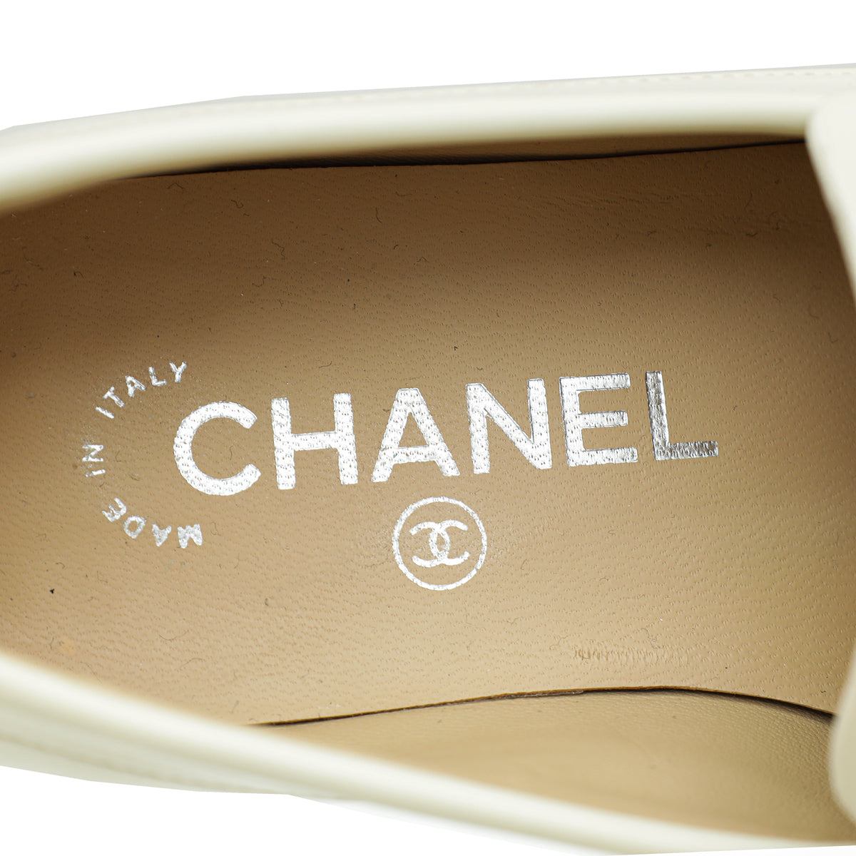 Chanel Cream CC Loafers 35