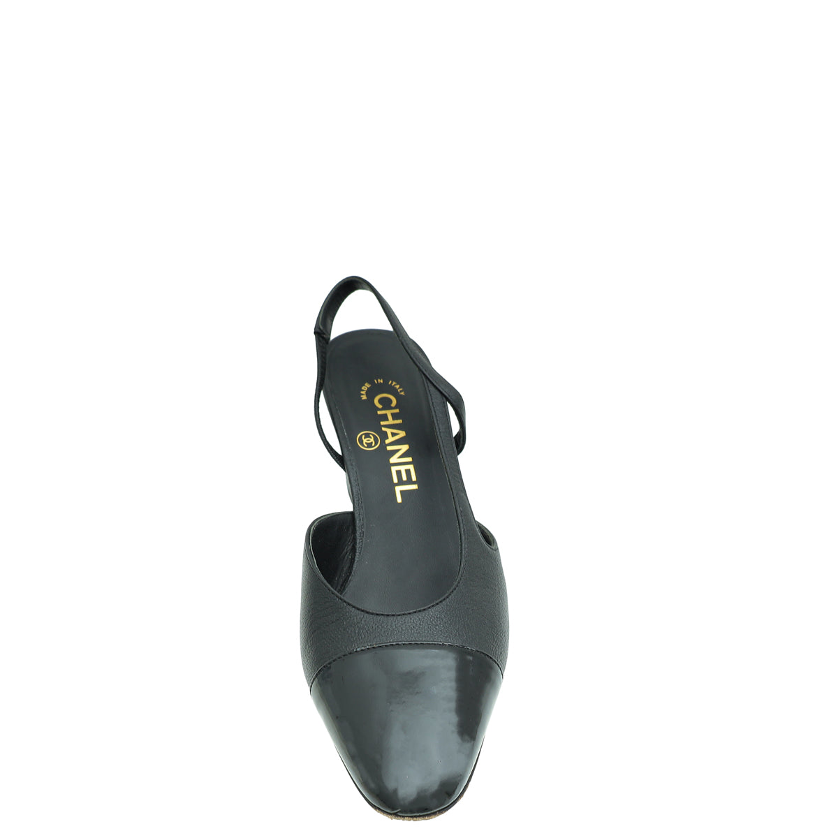 Chanel Black CC Cap Toe Slingback 36.5