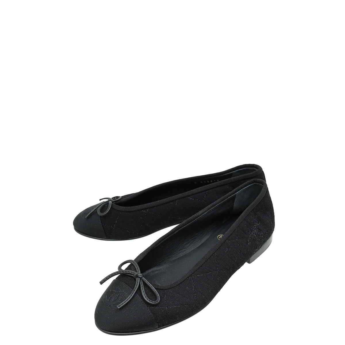 Chanel Black CC Cap Toe Jersey Flat Ballerina 36.5-Chanel-THE CLOSET