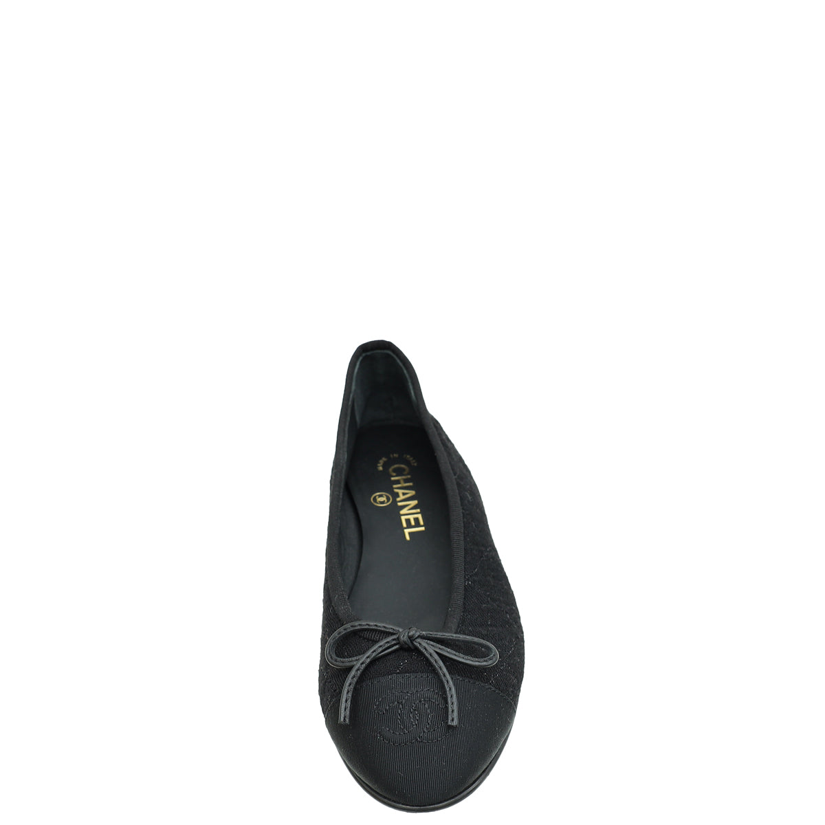 Chanel Black CC Cap Toe Jersey Flat Ballerina 36.5-Chanel-THE CLOSET