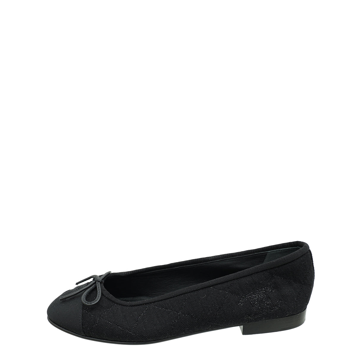 Chanel Black CC Cap Toe Jersey Flat Ballerina 36.5