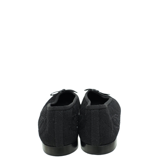 Load image into Gallery viewer, Chanel Black CC Cap Toe Jersey Flat Ballerina 36.5
