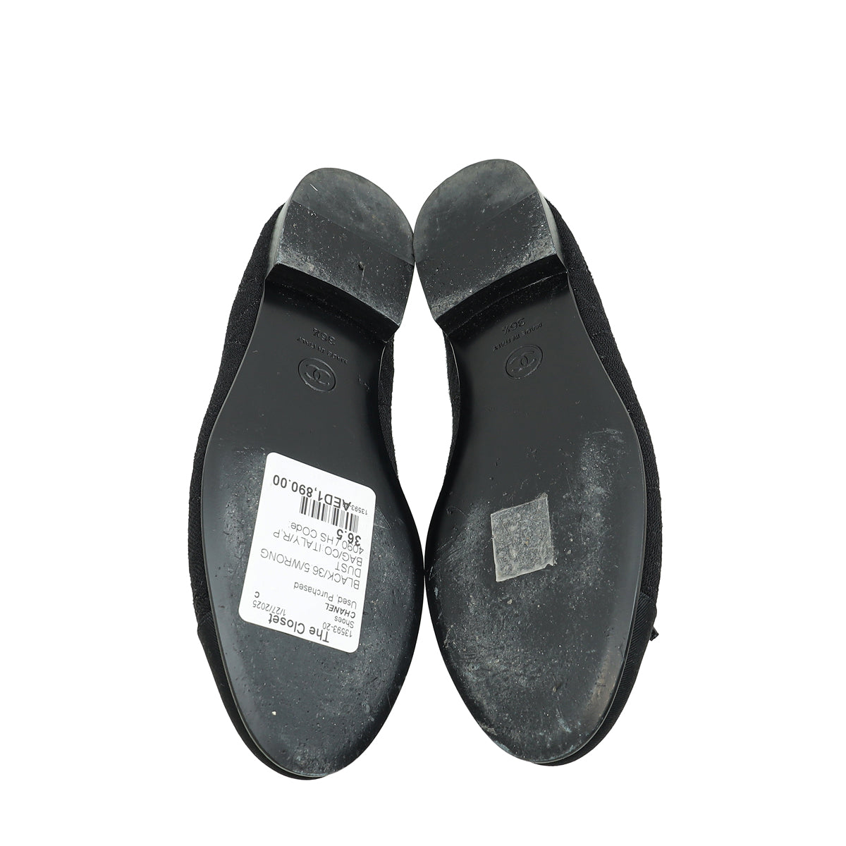 Chanel Black CC Cap Toe Jersey Flat Ballerina 36.5