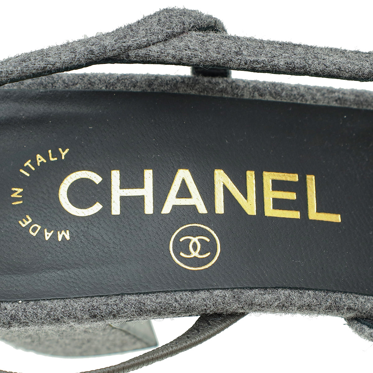 Chanel CC Cap Toe Velvet Wool Slingback 36.5