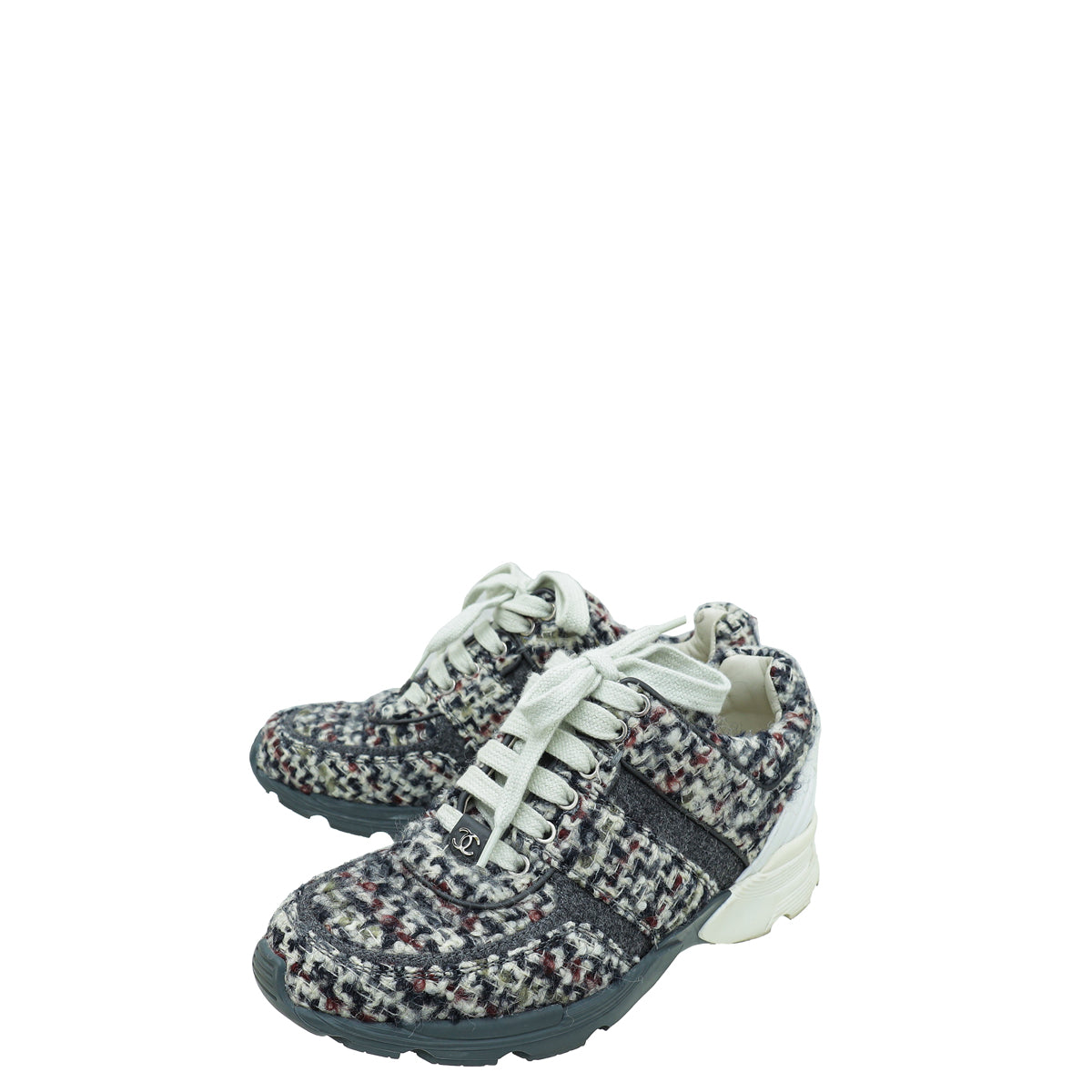 Chanel Grey CC Wool Tweed Trainer Sneaker 36-Chanel-THE CLOSET