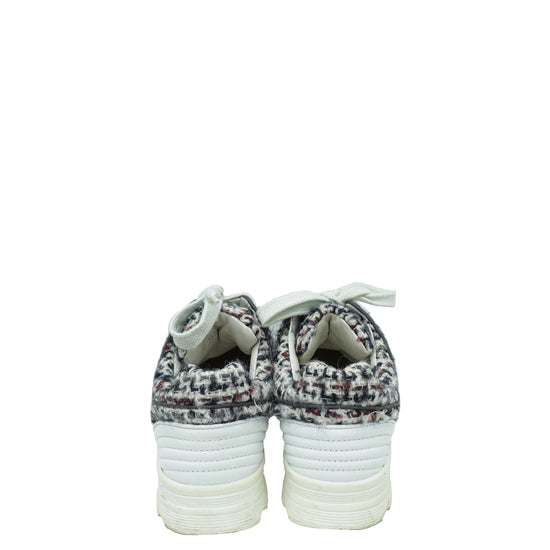 Chanel Grey CC Wool Tweed Trainer Sneaker 36