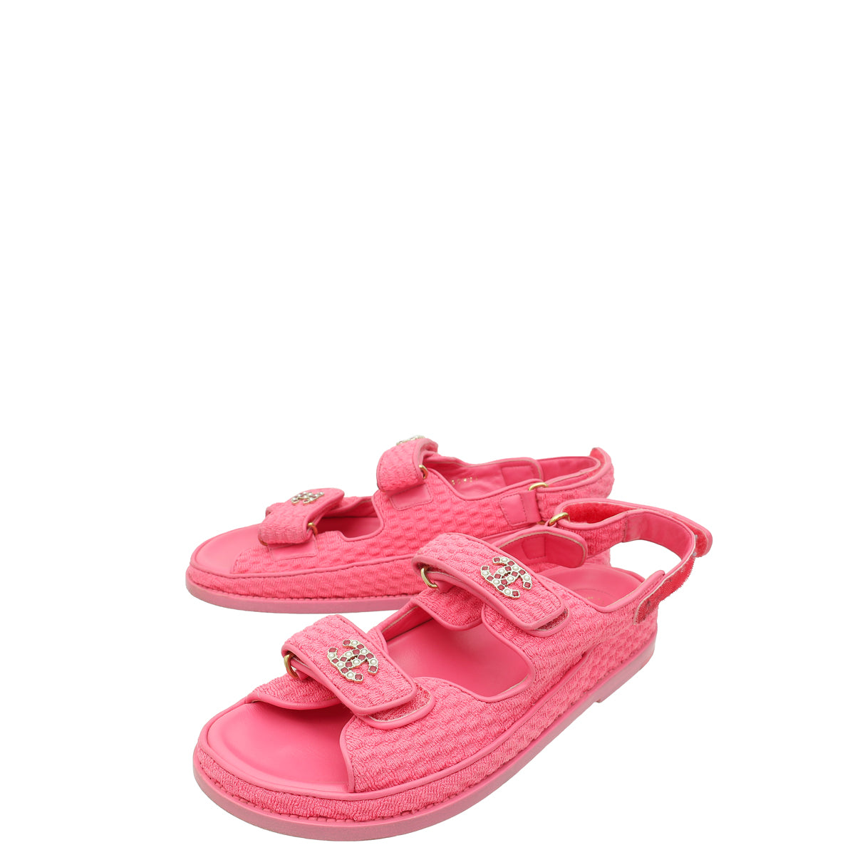 Chanel Pink CC Fabric Dad Sandal 37.5