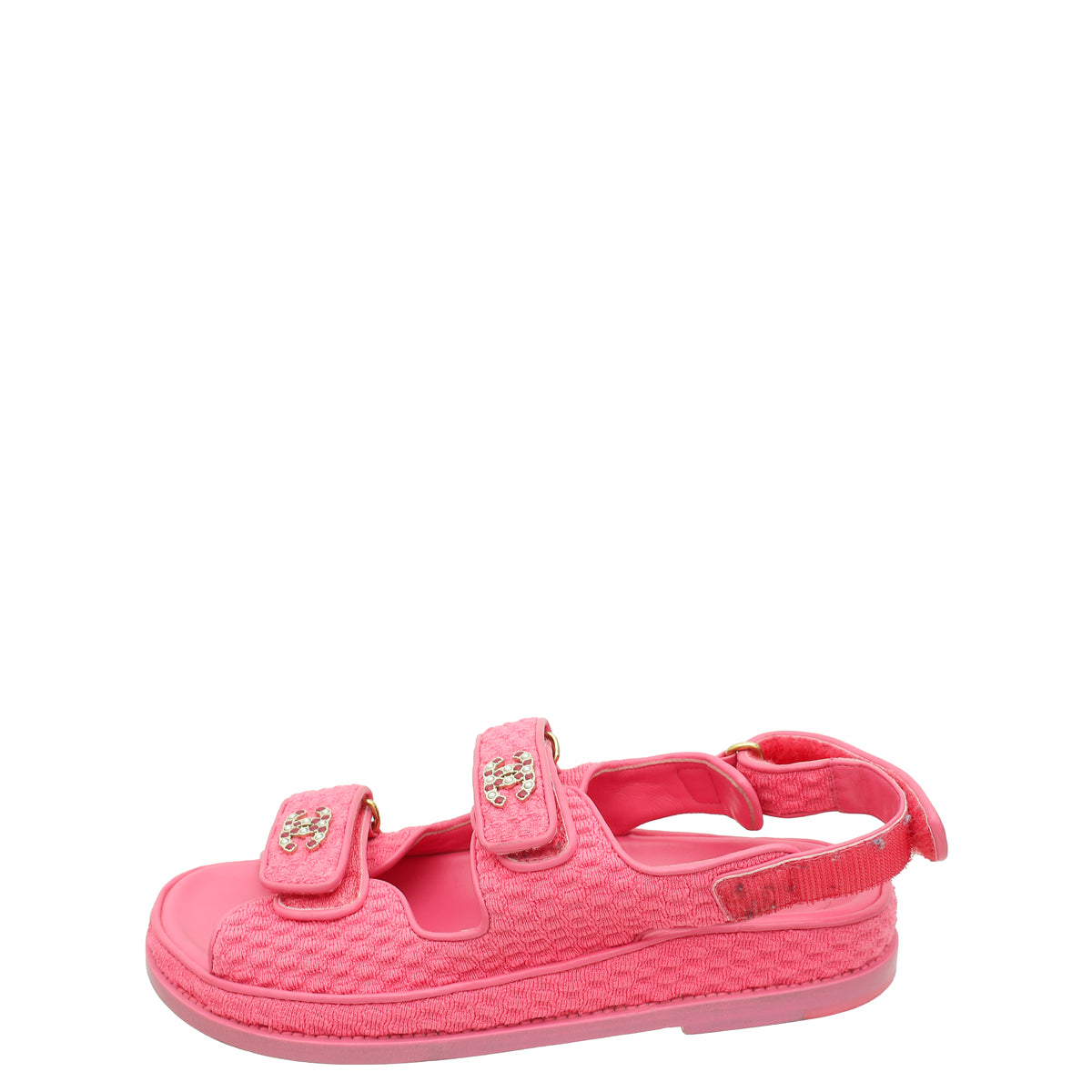 Chanel Pink CC Fabric Dad Sandal 37.5