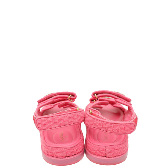 Chanel Pink CC Fabric Dad Sandal 37.5