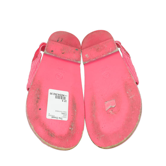 Chanel Pink CC Fabric Dad Sandal 37.5