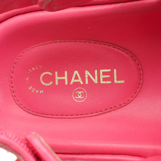 Chanel Pink CC Fabric Dad Sandal 37.5