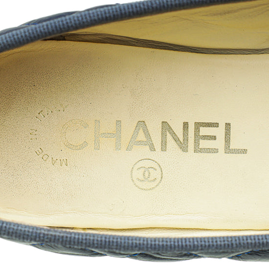 Chanel Indigo Blue Quilted Ballerina Flats 37.5