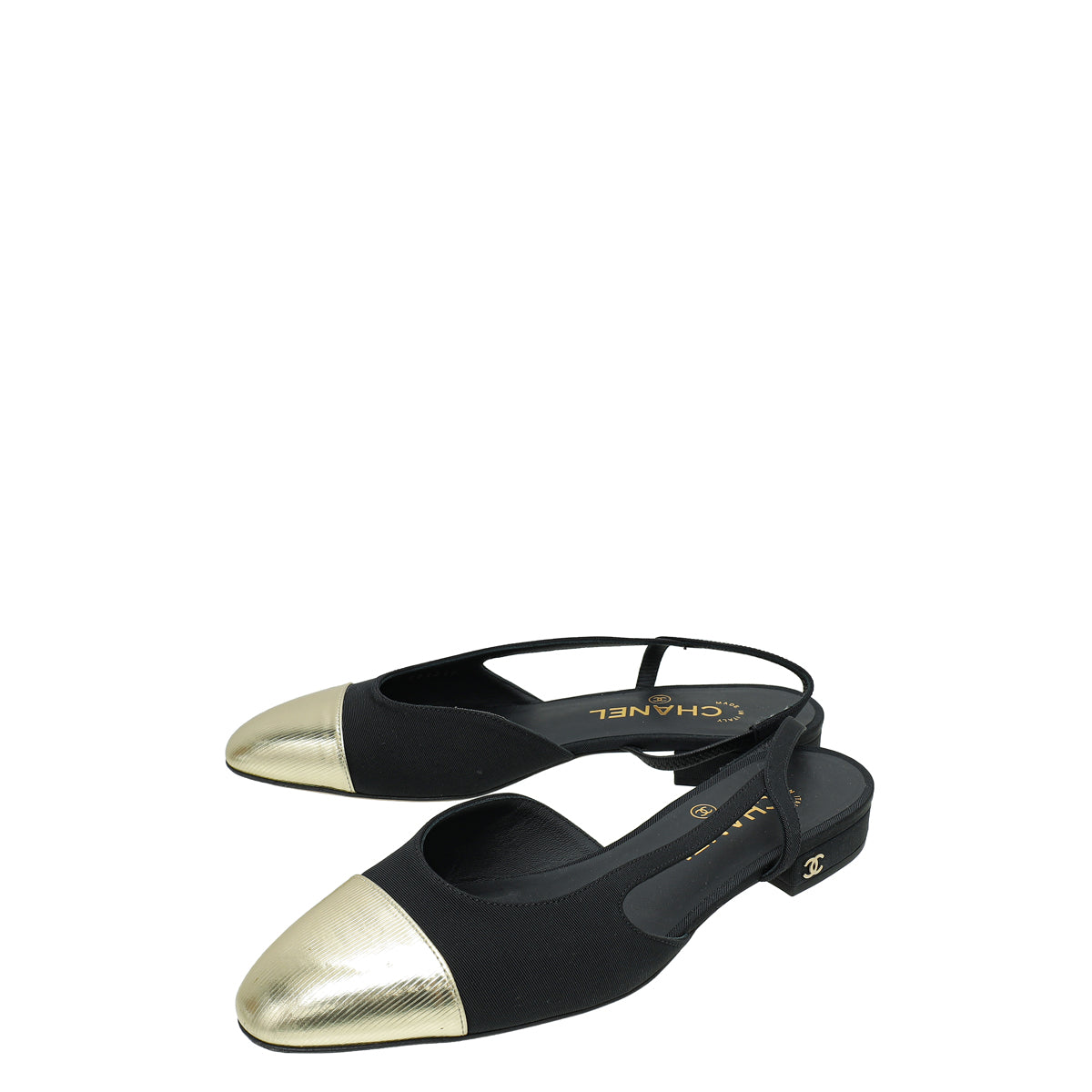 Chanel Bicolor Half D'Orsay Flat Slingback 37-Chanel-THE CLOSET