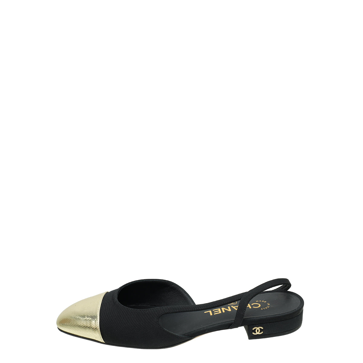 Chanel Bicolor Half D'Orsay Flat Slingback 37