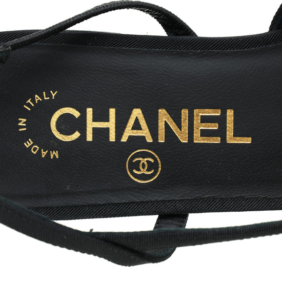 Chanel Bicolor Half D'Orsay Flat Slingback 37