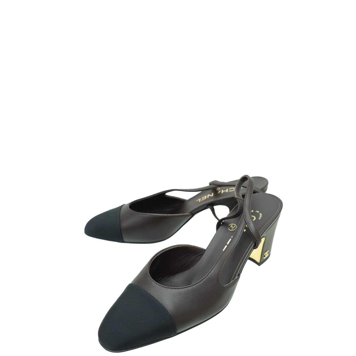 Chanel Bicolor CC Cap Toe Slingback Pump 37.5-Chanel-THE CLOSET