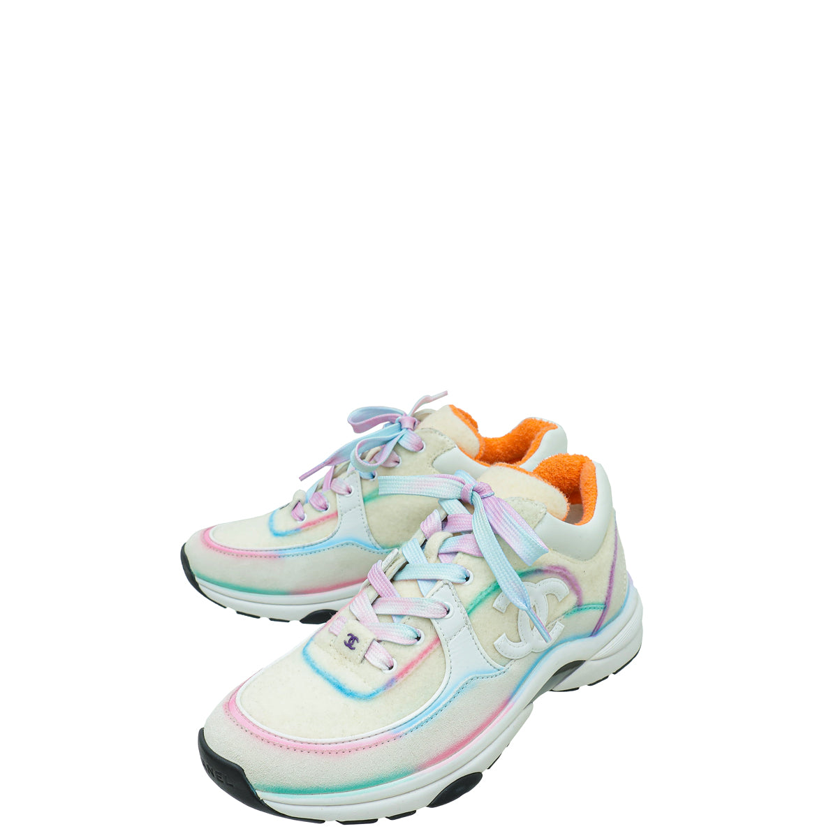 Chanel White Multicolor CC Trainer Sneaker 37.5-Chanel-THE CLOSET