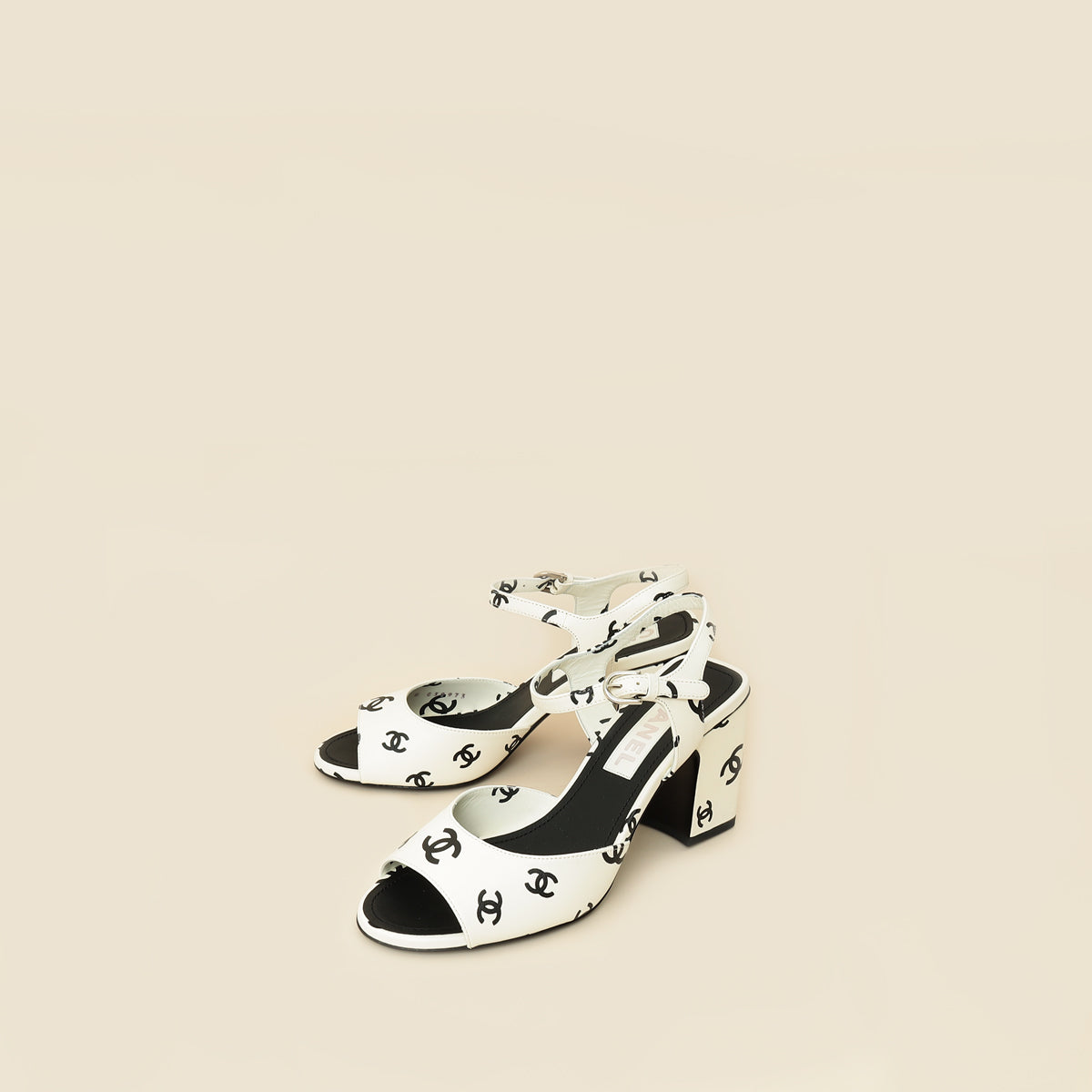 Chanel Bicolor CC Print Coco Beach Sandal 37-Chanel-THE CLOSET