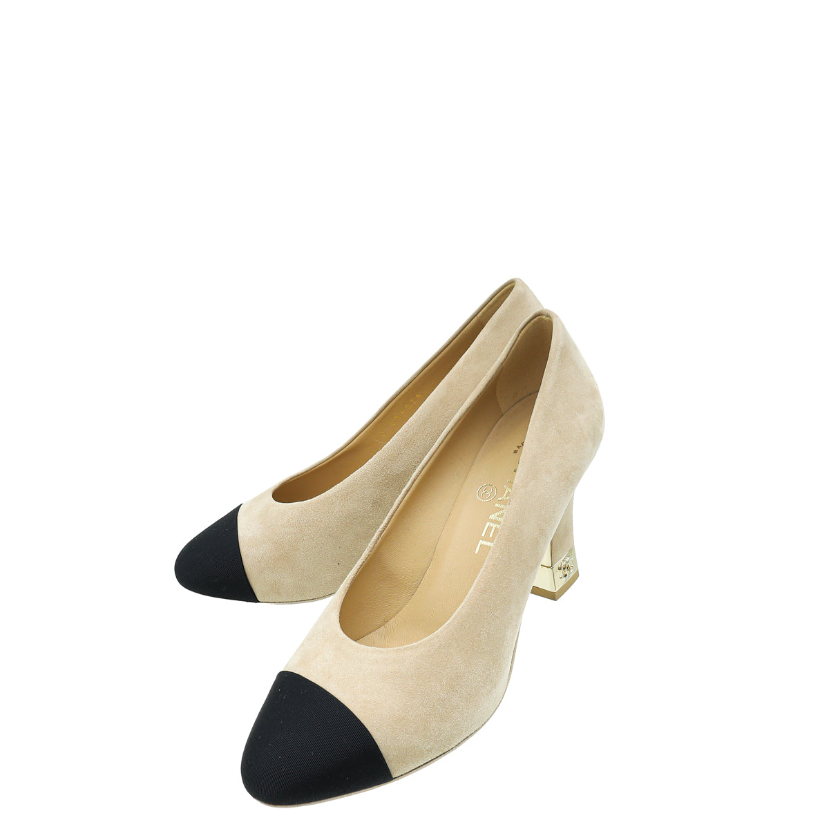 Chanel Bicolor CC Cap Toe Signature Metal Heel Pumps 37-Chanel-THE CLOSET