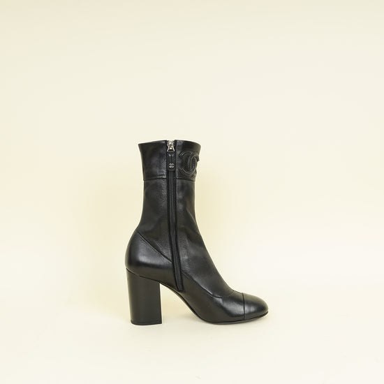 Chanel Black CC Ankle Boots 37