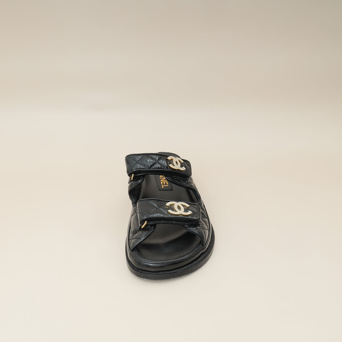 Chanel Black Shiny CC Beads Quilted Dad Slide Mules 37-Chanel-THE CLOSET